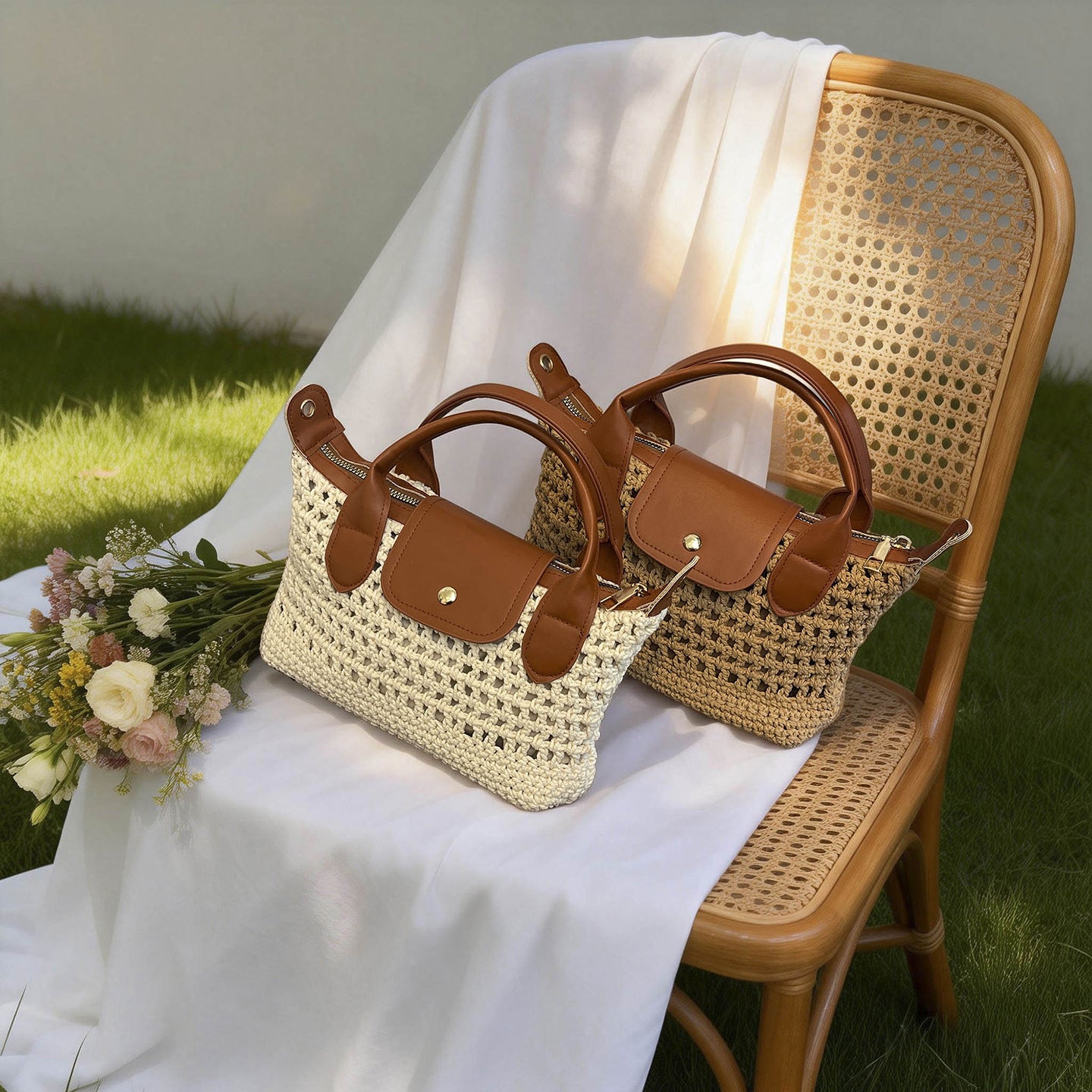 Women's Spring Fashion Simple Korean Woven Portable Women's Messenger Bag
