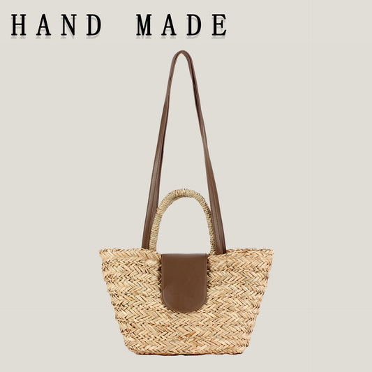Women's Stitching Hand-woven Daily Leisure Seaside Vacation Women's Shoulder Bag