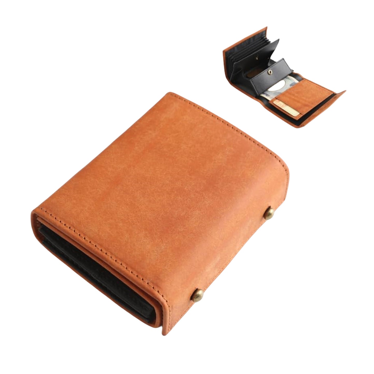 Men's Best-selling Leather Three-fold Portable Matte Short Men's Wallet
