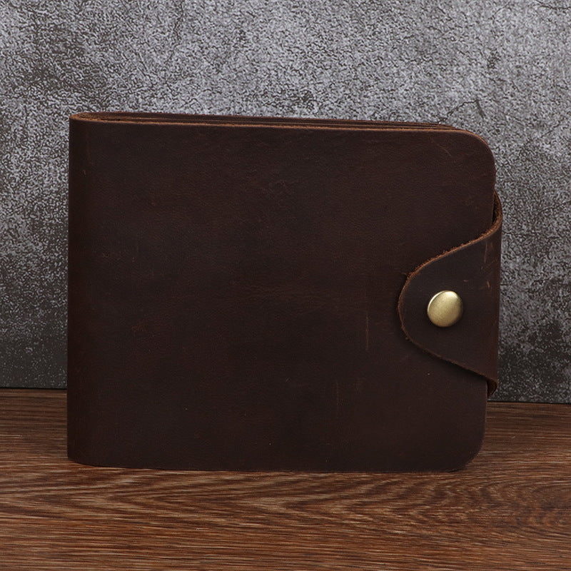 Men's Crazy Horse Leather Horizontal Short First Layer Cowhide Retro Men's Wallet