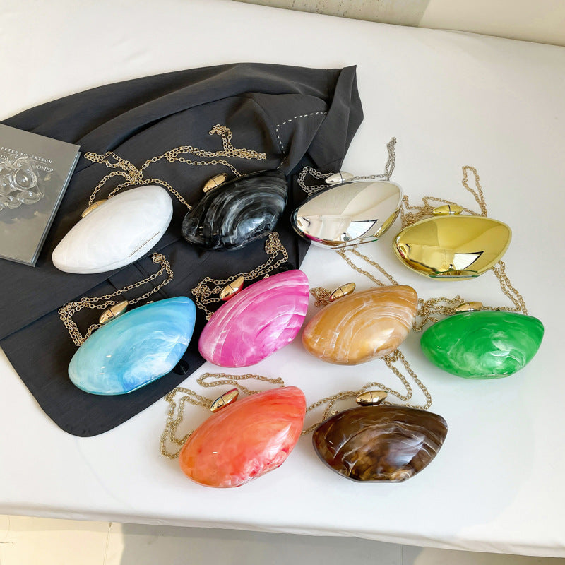 Women's French Style Goose Egg Box Clutch Personality Acrylic Gloss Dinner Bag