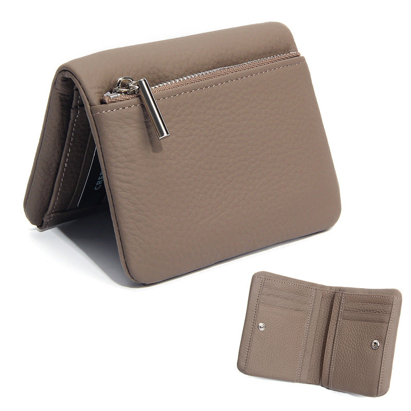 Women's & Men's First Layer Cowhide Leather Short Niche Lightweight Large Capacity Men's Wallets