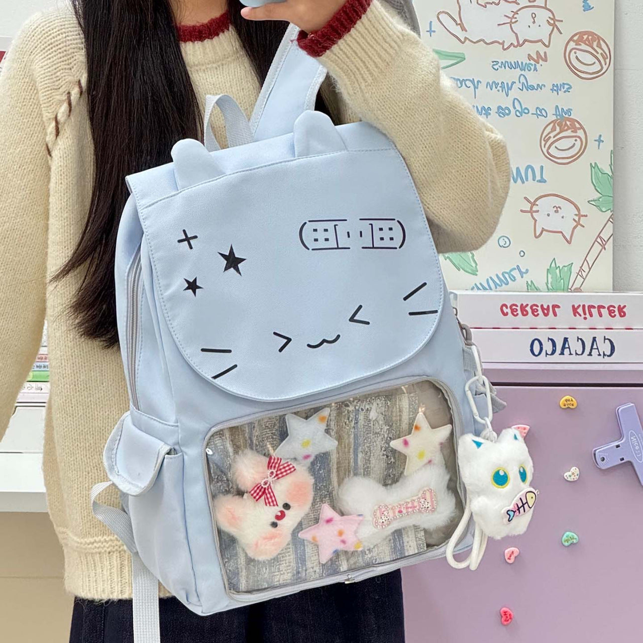 Women's Style Cartoon Cute Kitten Large Capacity Bags