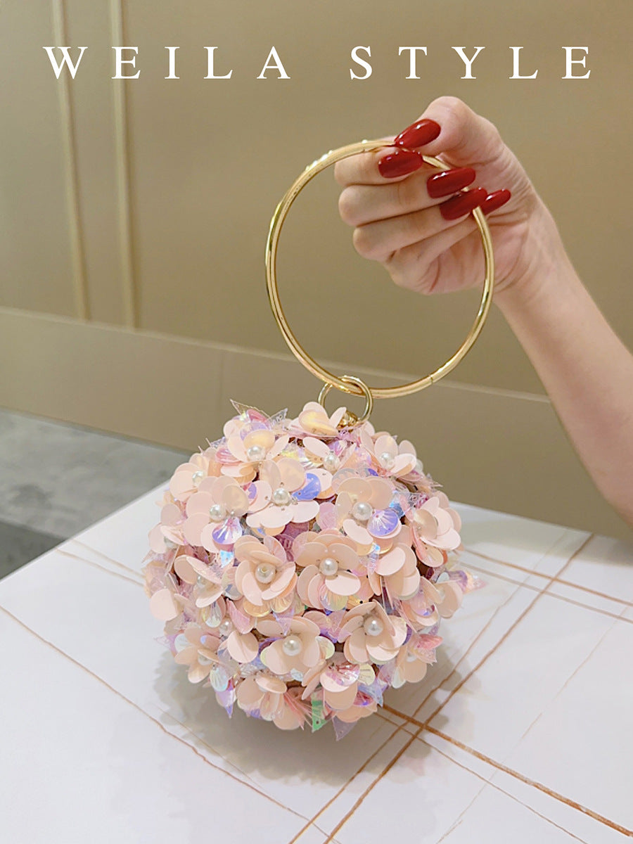 Women's Style Dinner Clutch Banquet Flower Bracelet Spherical Women's Handbag