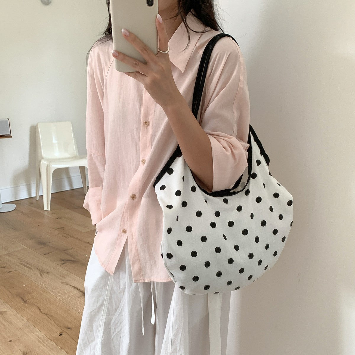 Women's Dot Versatile Large Capacity Commuter Cotton Women's Shoulder Bag