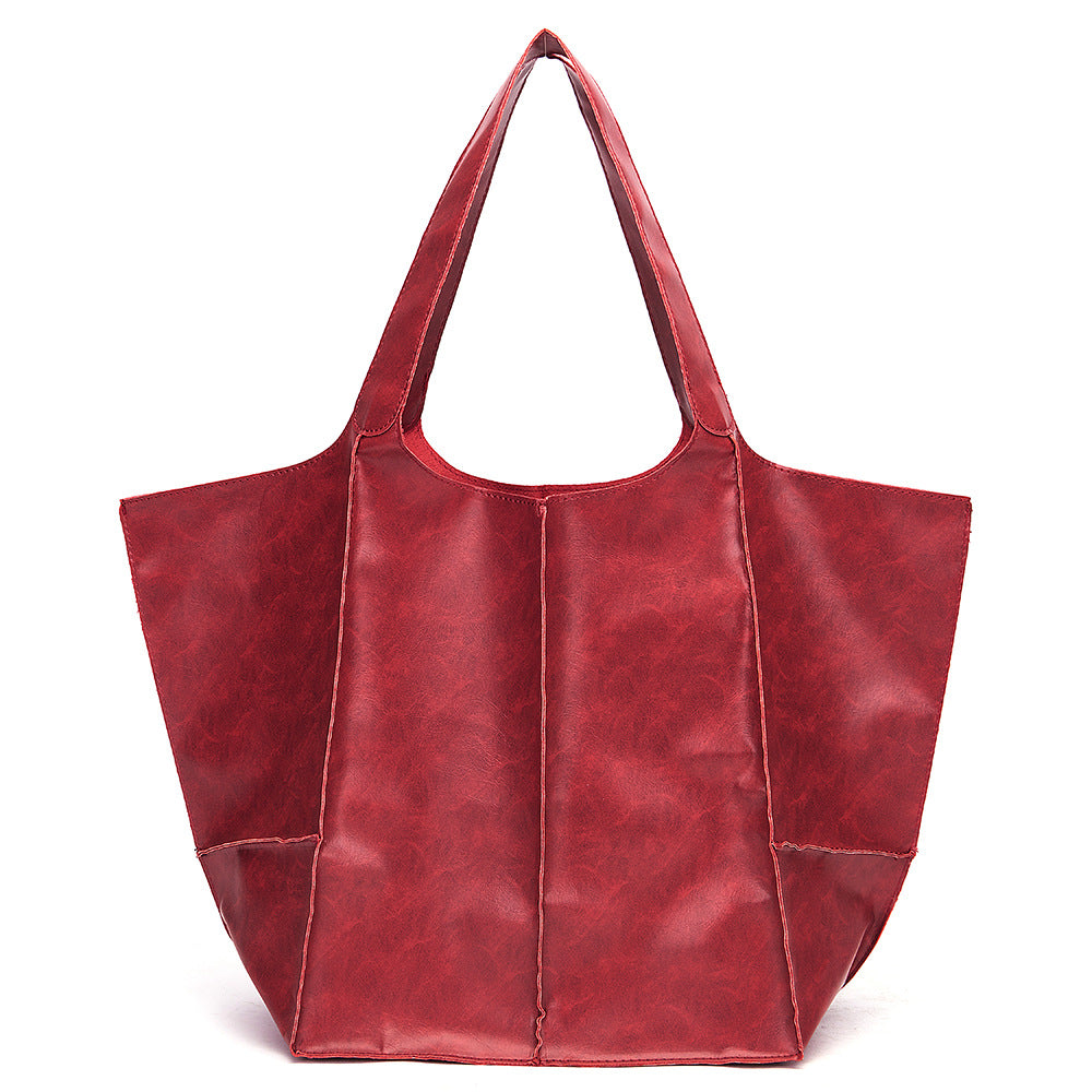 Oil Wax Soft Leather Large Capacity For Women's Handbag