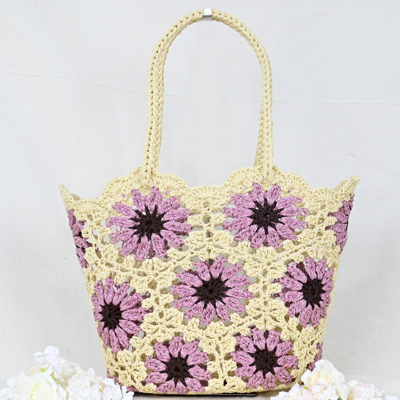 Women's Mini Oval Patchwork Hand-woven Crocheted Cotton Soft Women's Handbag