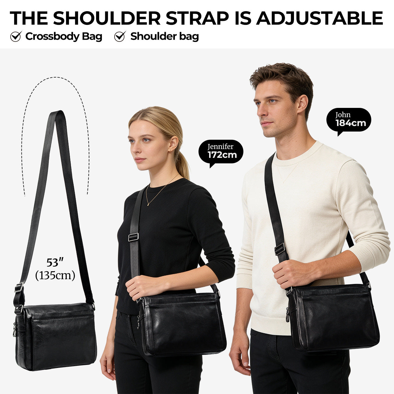 Women's & Men's Elegant Korean Soft Leather Design Applicable Men's Shoulder Bag