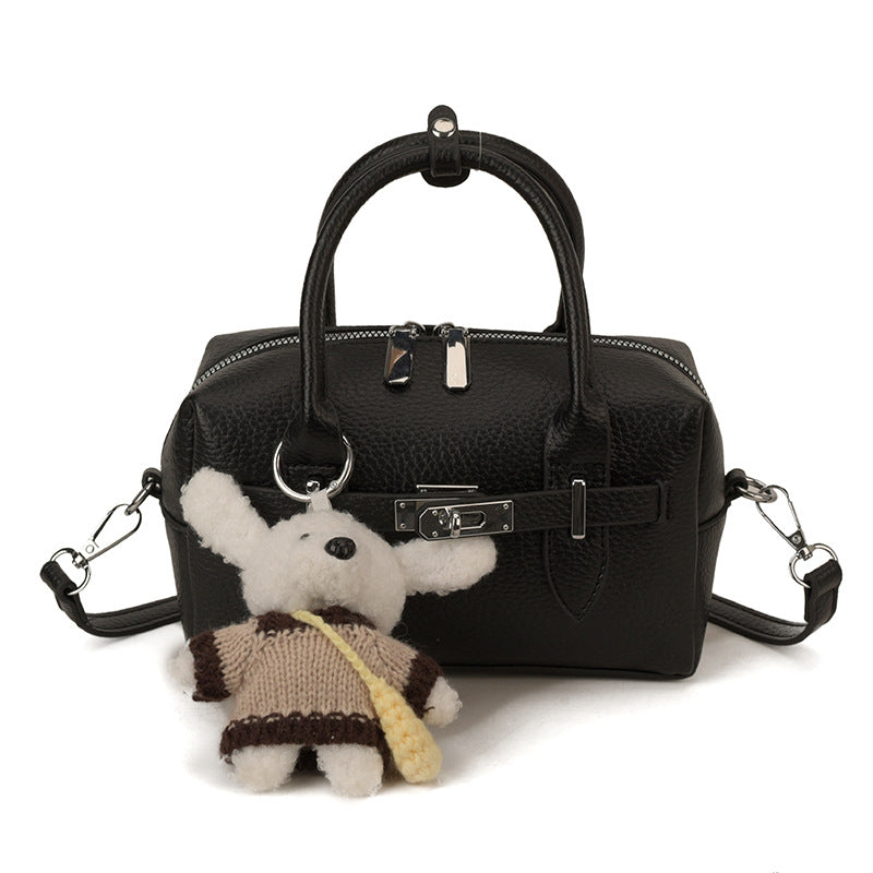 Women's Advanced Texture Lychee Pattern Portable Boston Pillow Springtide Bags