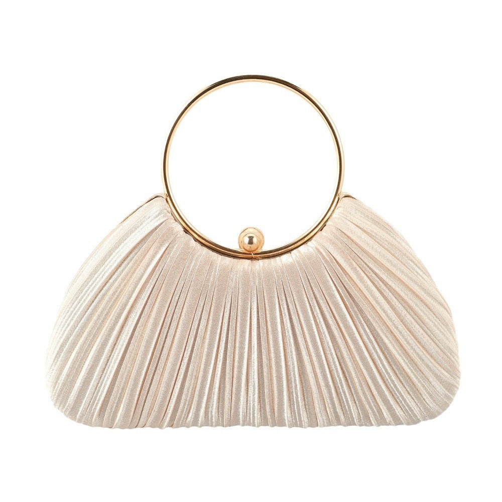 Women's Simple Silk Pleated Dress Clutch Retro National Style Dinner Bag