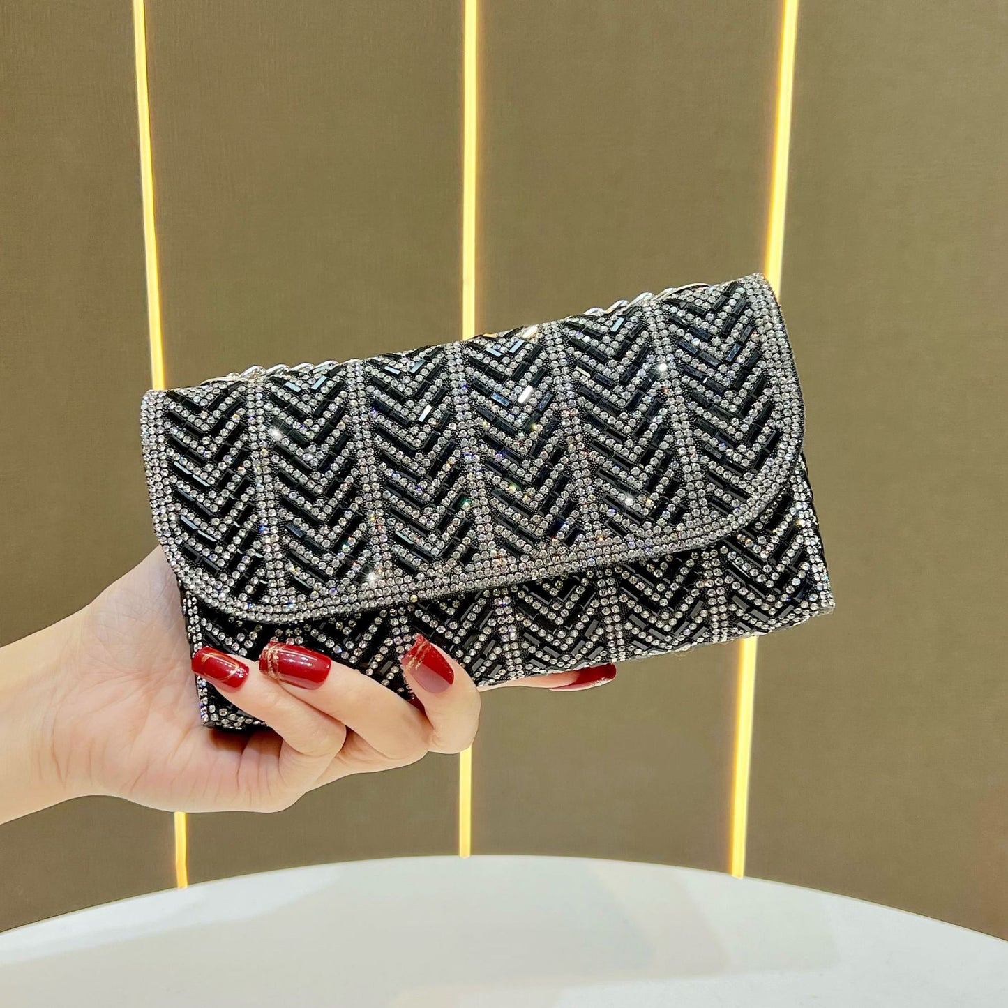 Fashion Chain Style One Full Diamond Light Luxury High-grade Shoulder Bags