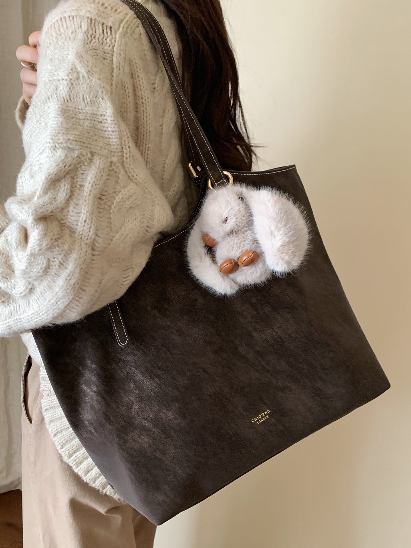 Women's Park Retro Coffee Color Commuter Large Capacity Tote Bags