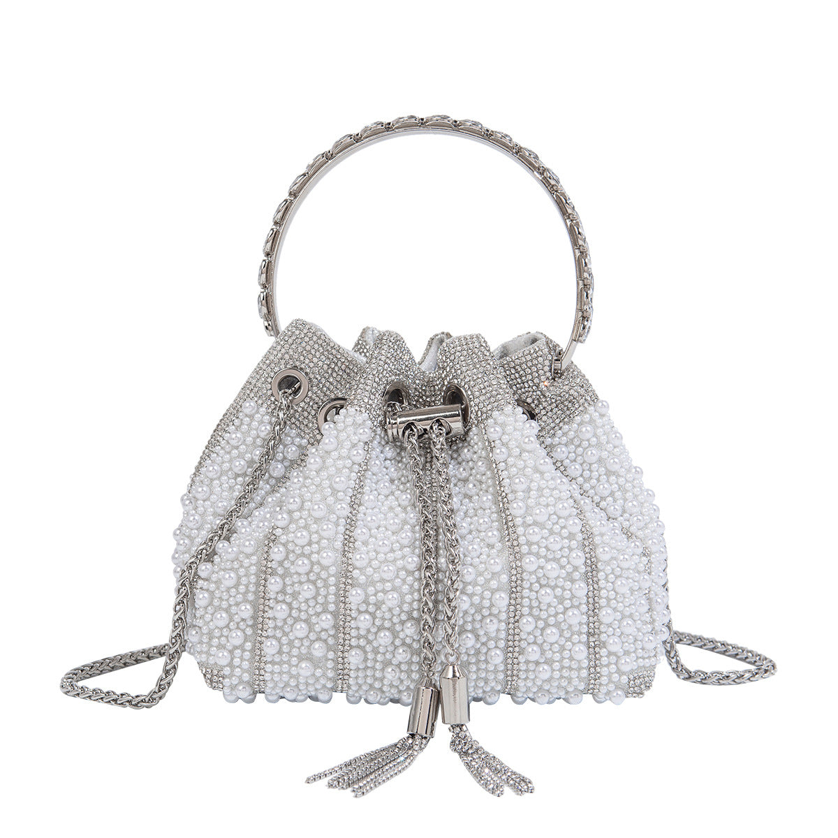 Women's Gradient Color Full Diamond Tassel Dinner Bag