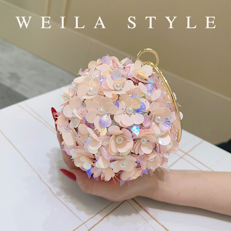 Women's Style Dinner Clutch Banquet Flower Bracelet Spherical Women's Handbag