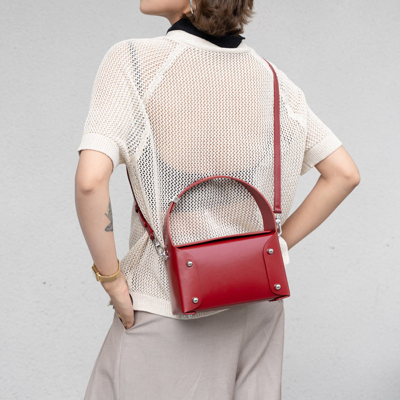 Women's High-grade Cowhide Design Genuine Leather Box Bags