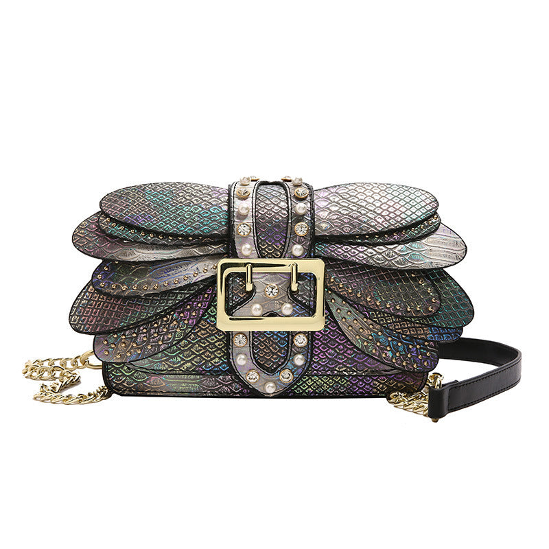 Women's Good-looking Butterfly Wings Rivet Chain Fashion Small Square Bag