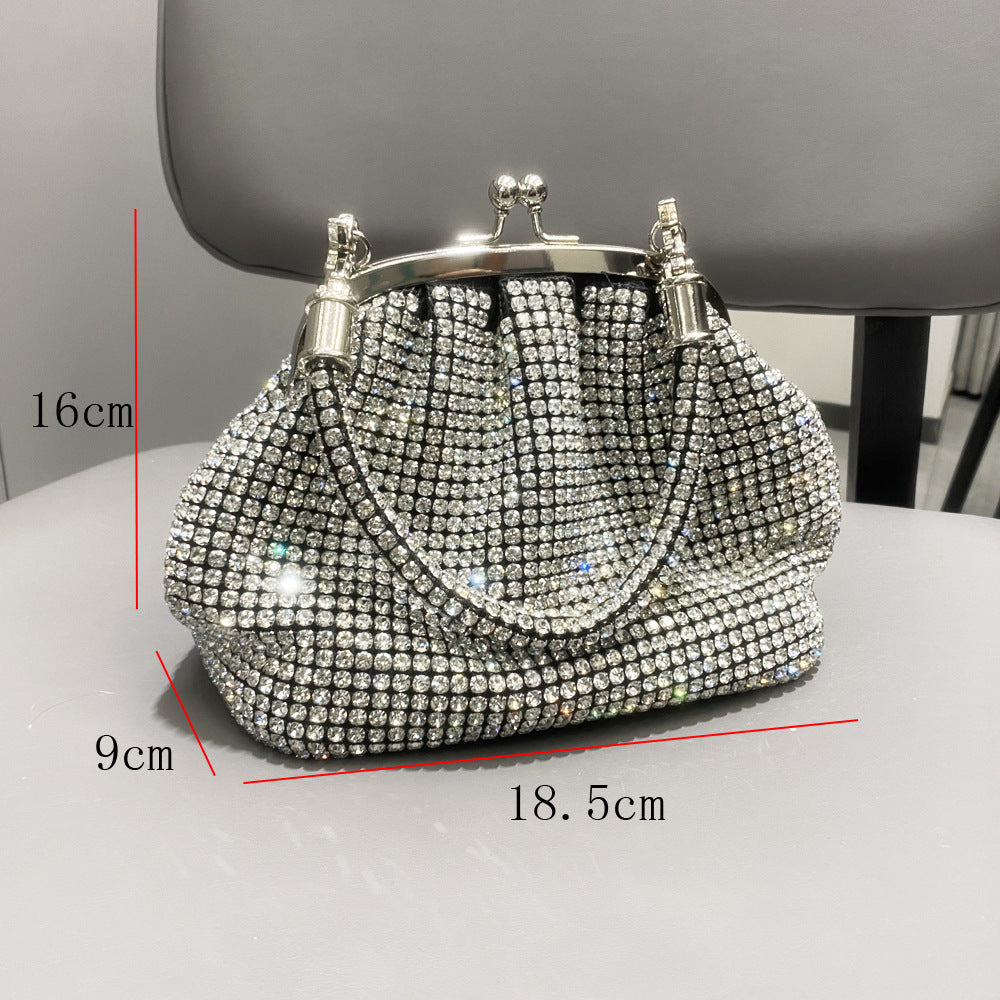 Women's Dinner Portable Clip Full Diamond Handmade Shiny Rhinestone Bags