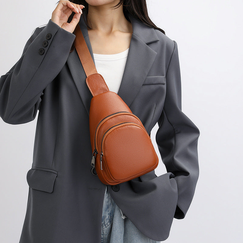 Women's & Men's Genuine Leather For Retro Simple First Women's Chest Bag, Fanny Pack