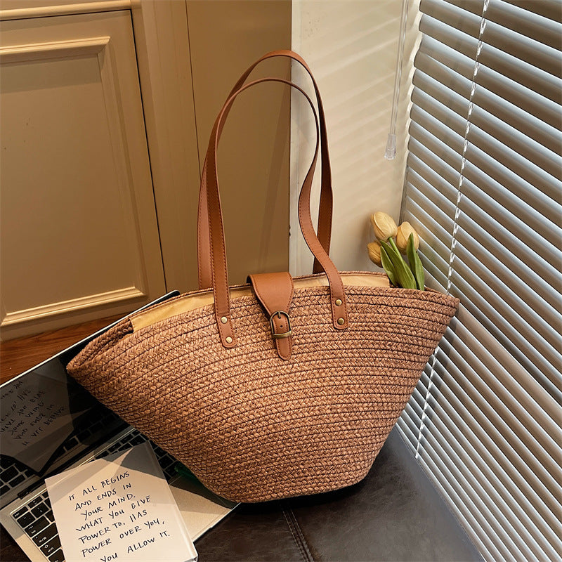 Women's Summer Beach Straw Hat Seaside Vacation Women's Shoulder Bag