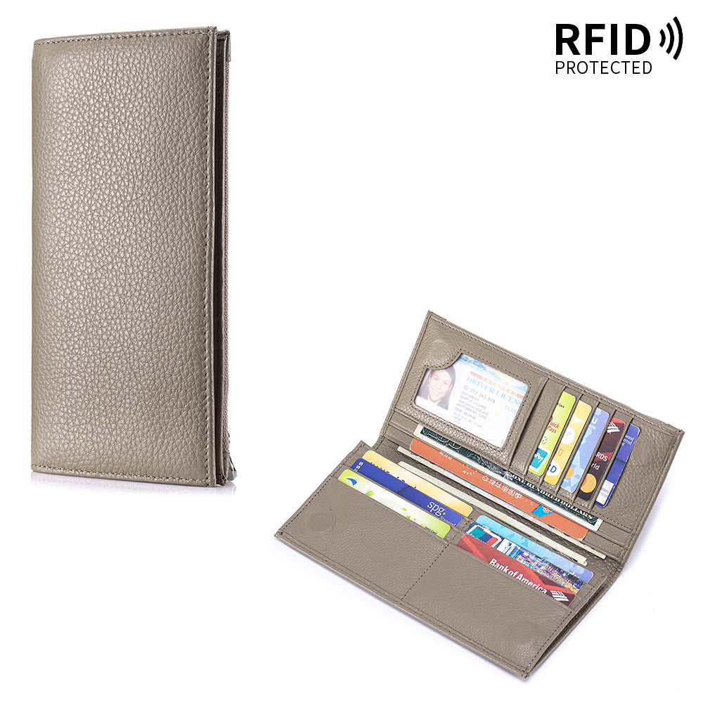 Leather For Man Long Simple Zipper Men's Wallet