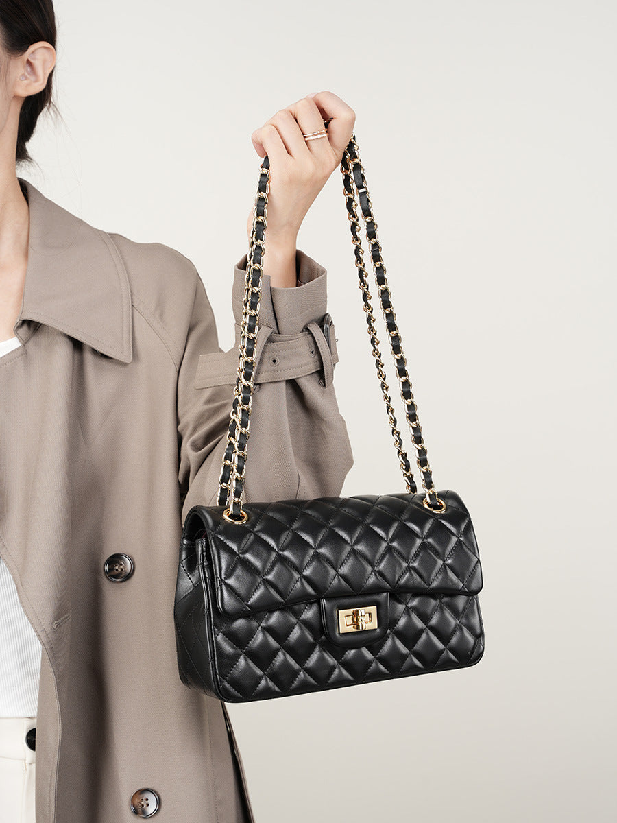 Women's First Layer Cowhide Chain Classic Style Fashion Bags