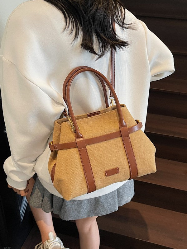Classic Women's Retro Contrast Color Canvas Women's Messenger Bag