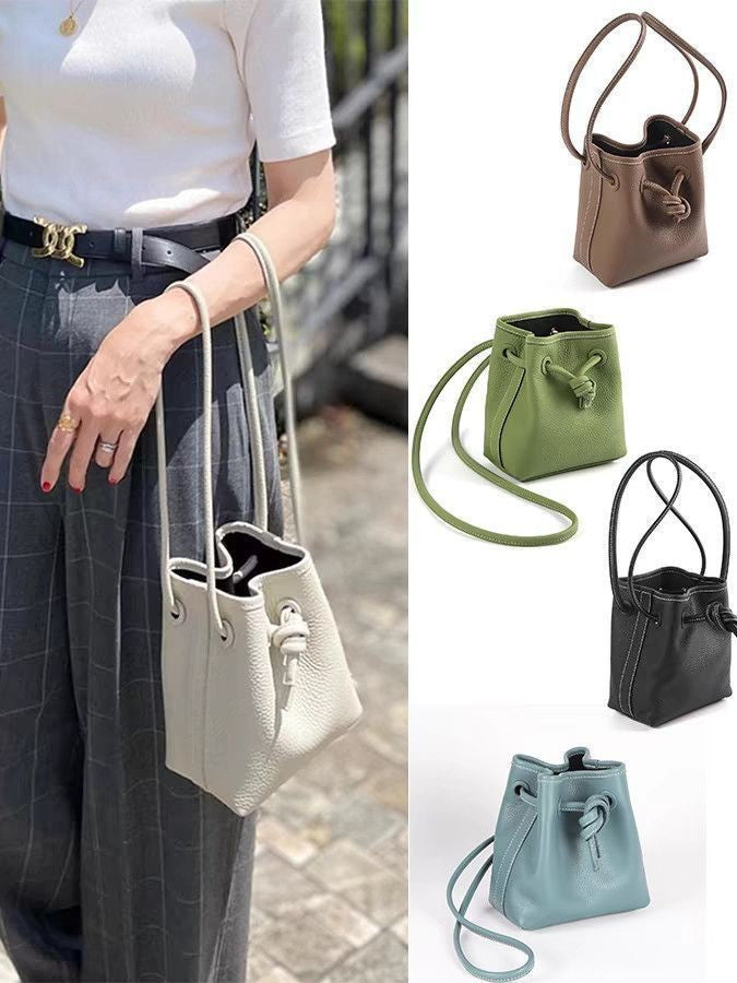 Comfortable Popular Trendy Women's Niche Cowhide Bucket Bags