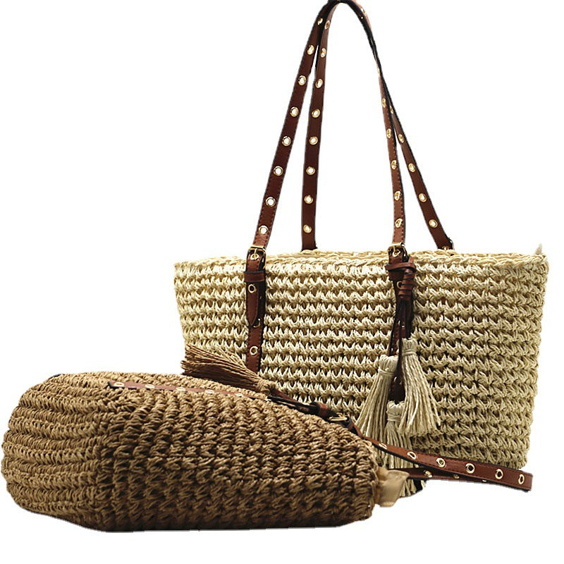 Craft Tassel Straw Phoenix Eye Woven Women's Shoulder Bag