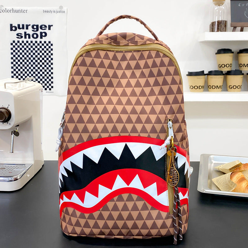 Shark Mouth Printing Personalized Good-looking Outing College Student Schoolbag