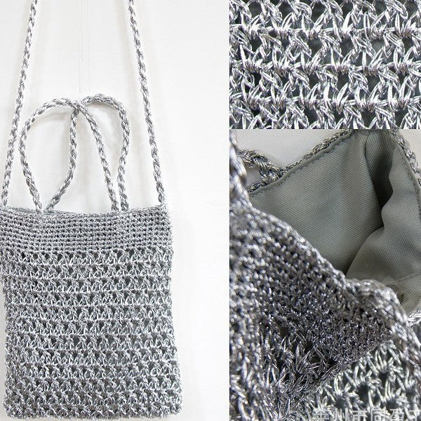 Women's Light Luxury Gold Sier Thread Hand-woven Portable Shoulder Bags