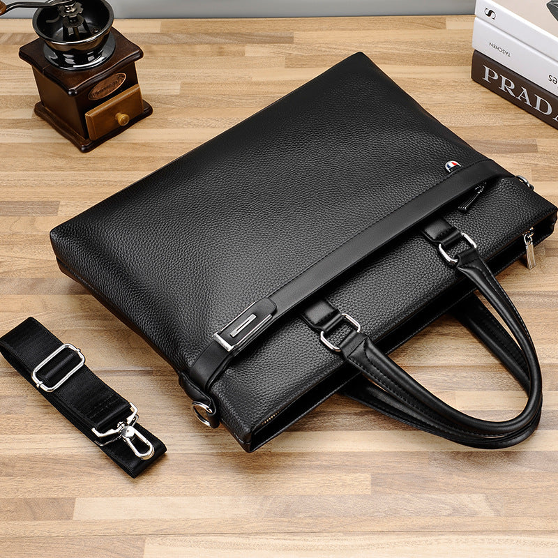 Men's Large Capacity Business Soft Leather Computer Shoulder Bags