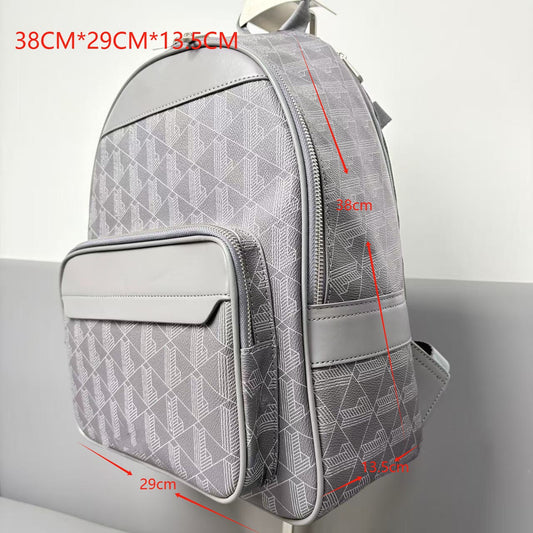 Men's Fashion Personalized Plaid Leather Printed Classic Backpacks