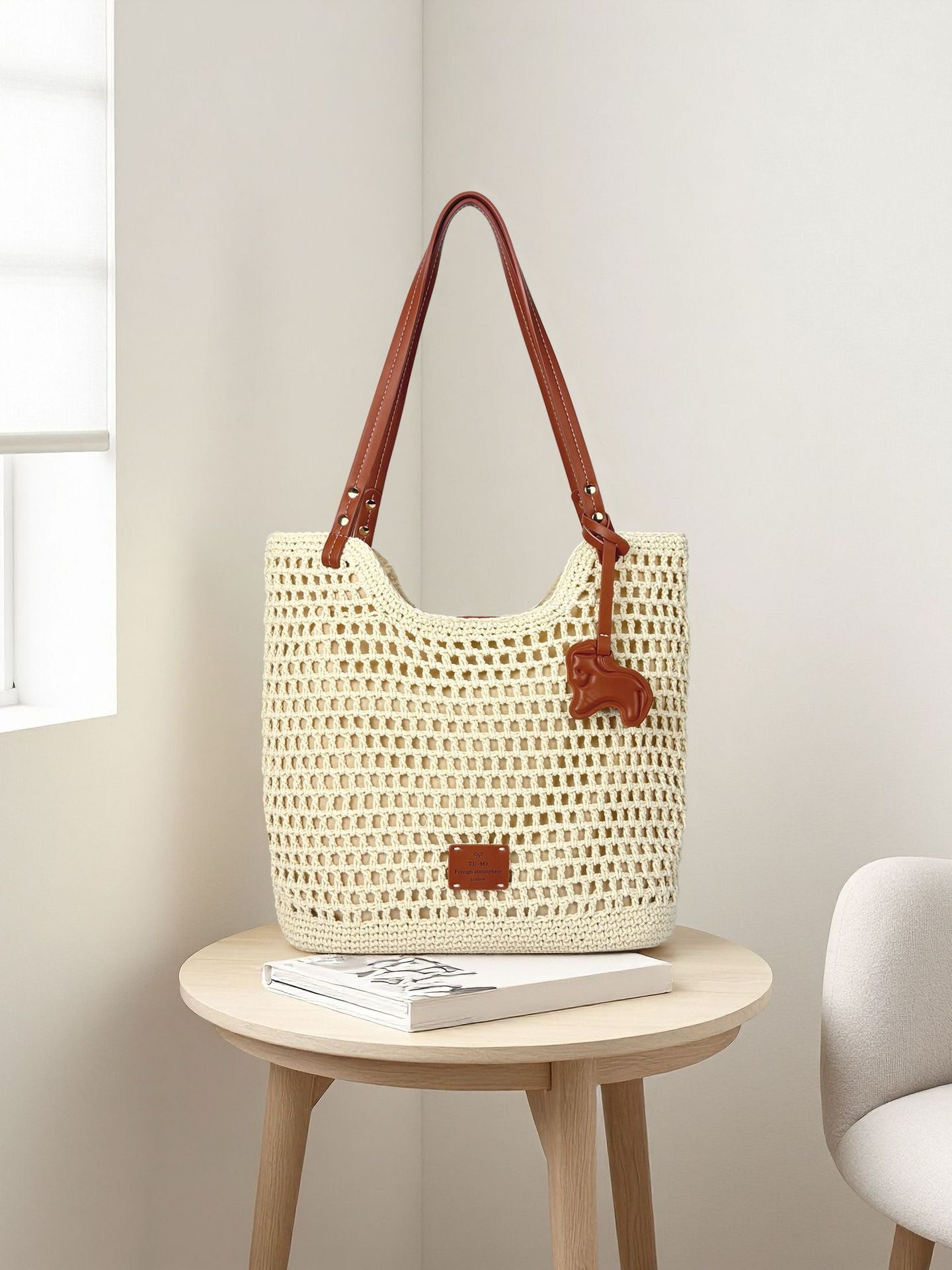 Women's Lazy Vacation Cotton String Beach Holiday Woven Large Women's Shoulder Bag