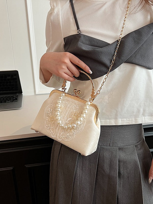 Chinese Style Embroidery Niche Pearl Hand Han Clothing Clutch Women's Handbag