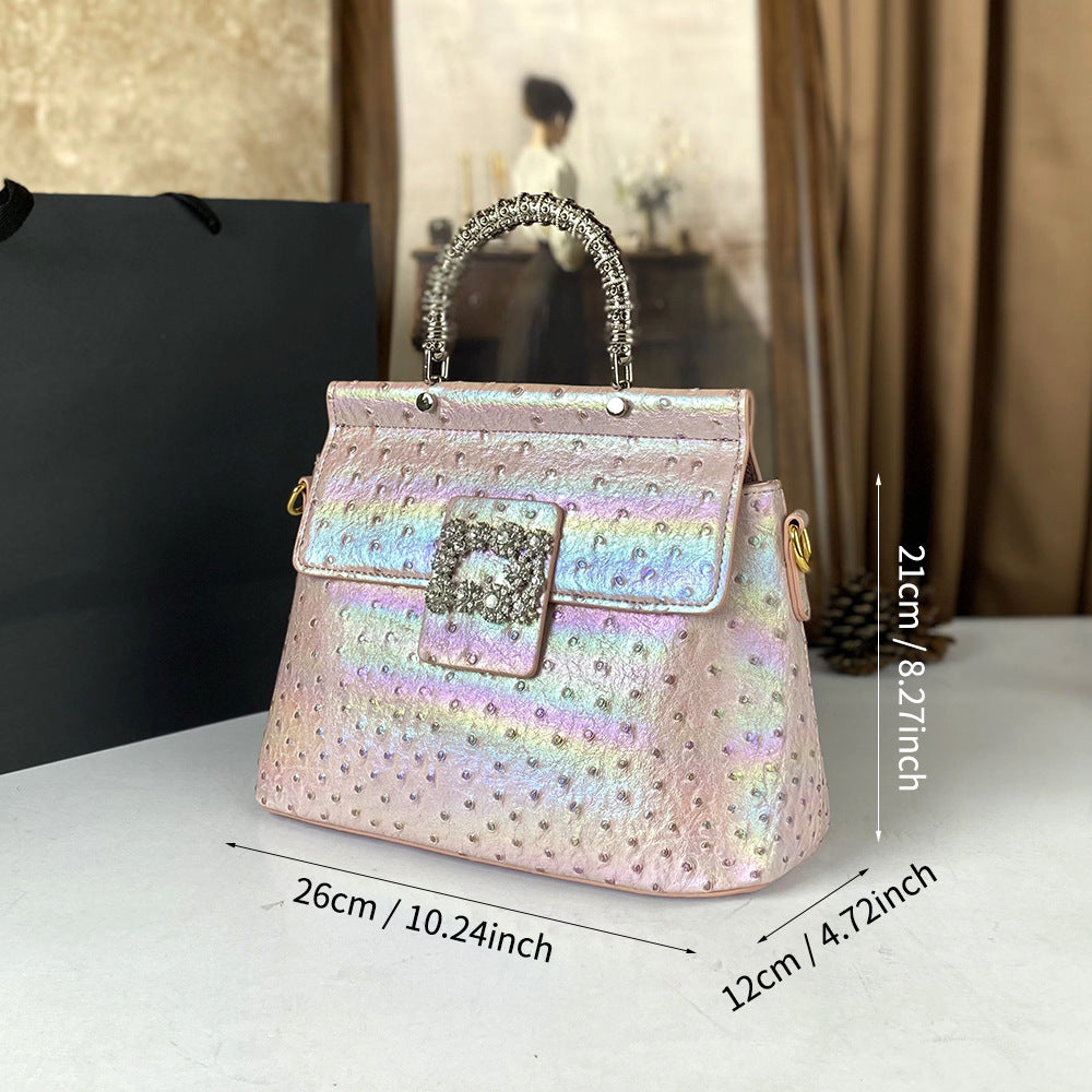 Women's High-grade Ostrich Grain Soft Leather Fashion Women's Messenger Bag