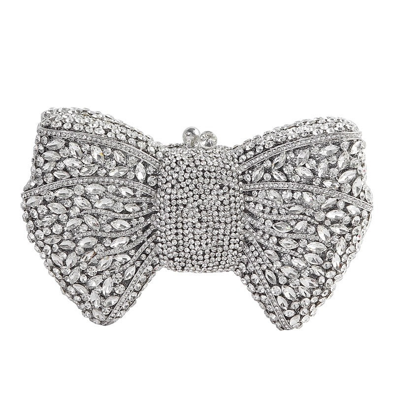 Women's Bow Diamond Hollow Full Clutch Banquet Evening Bags