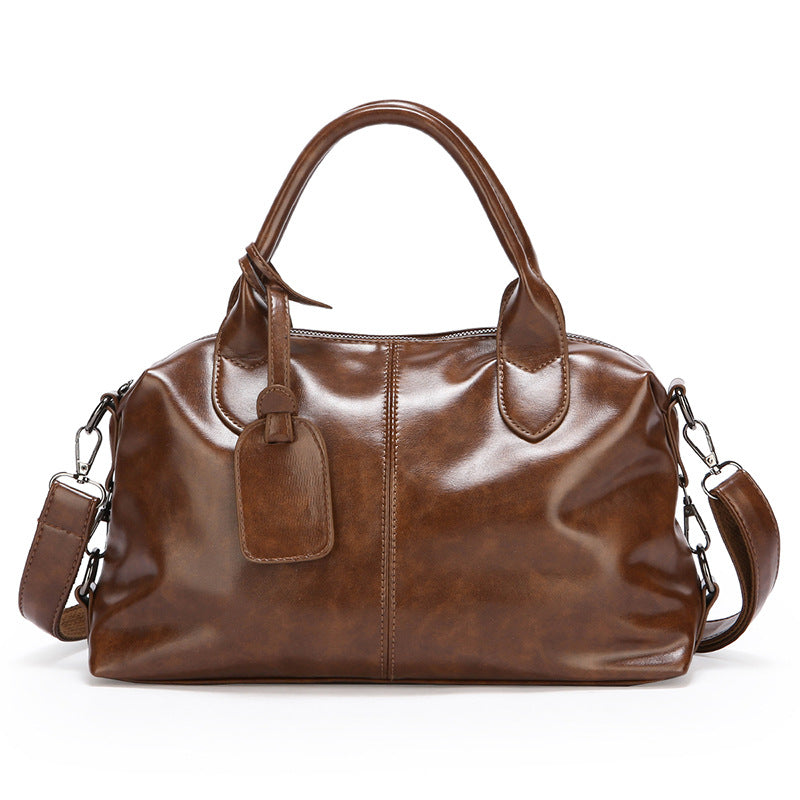 Women's Soft Leather Large Capacity Mom Boston Portable Commuter Women's Messenger Bag