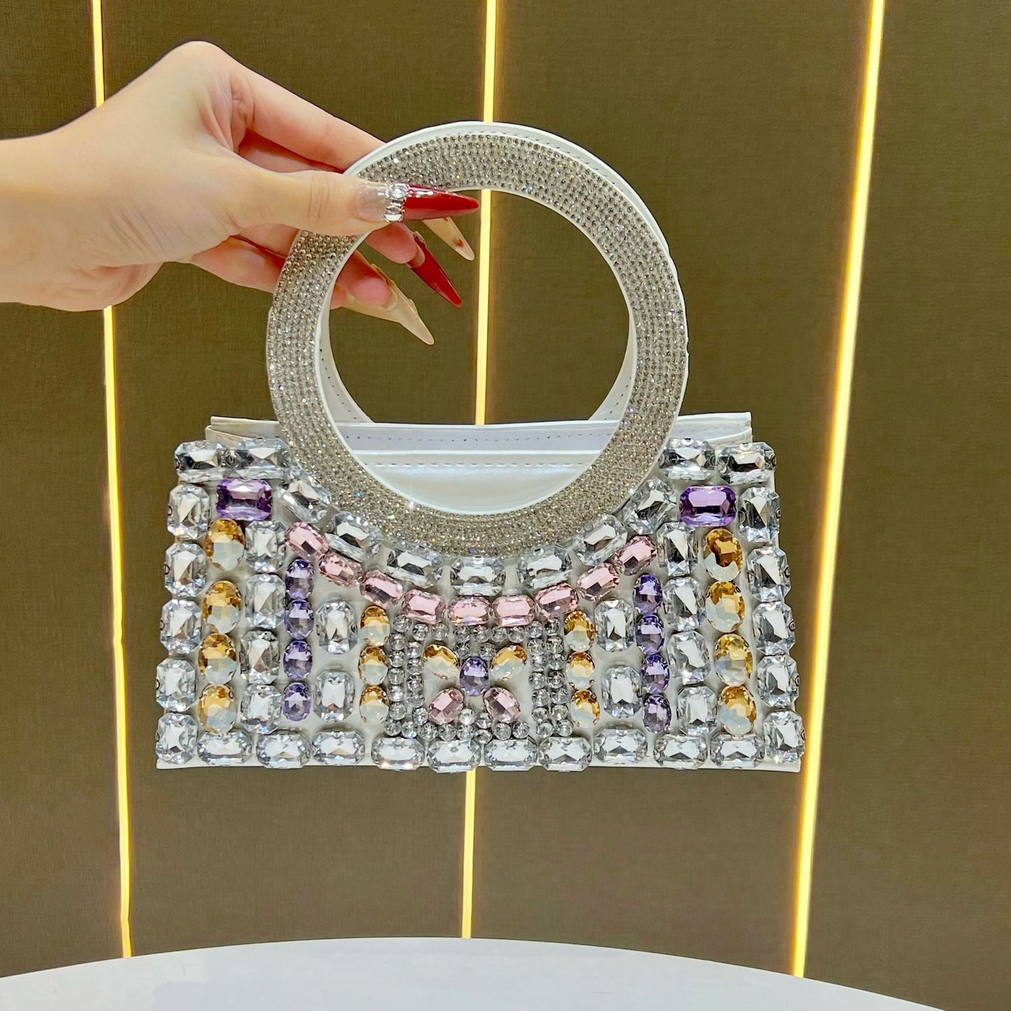 Women's Fashion High-grade Full Diamond Light Luxury Dinner Bag