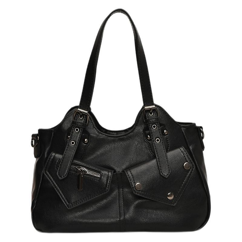 Women's Retro Large Capacity Stitching Simple Rivet Tote Bag