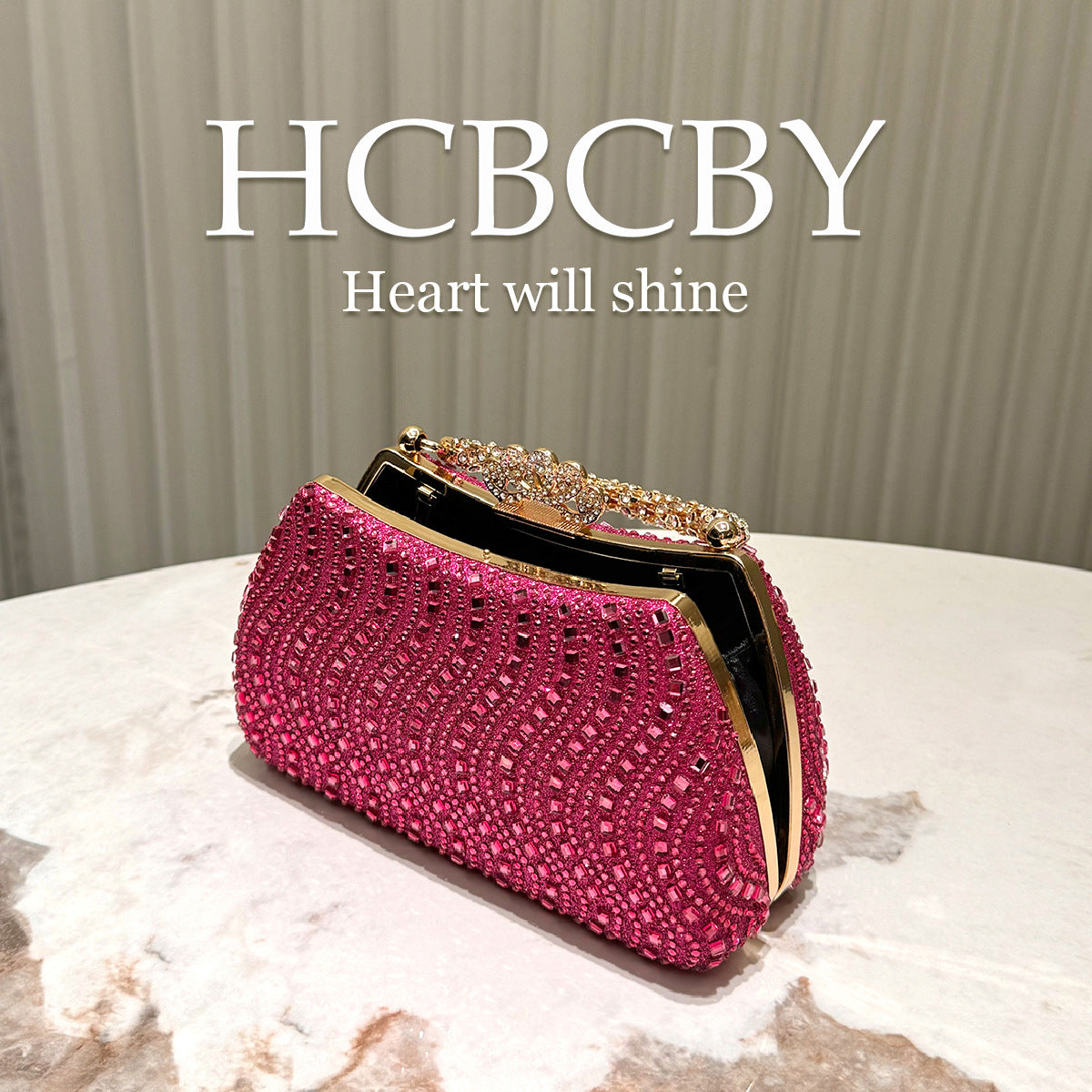 Women's Red Shiny Gorgeous Rhinestone Ornament Fashion Dinner Bag