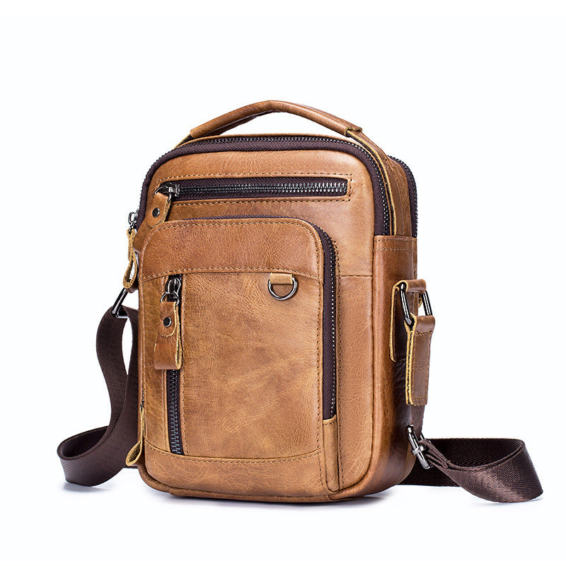 Men's Leather First Layer Cowhide Multifunctional Trendy Bags