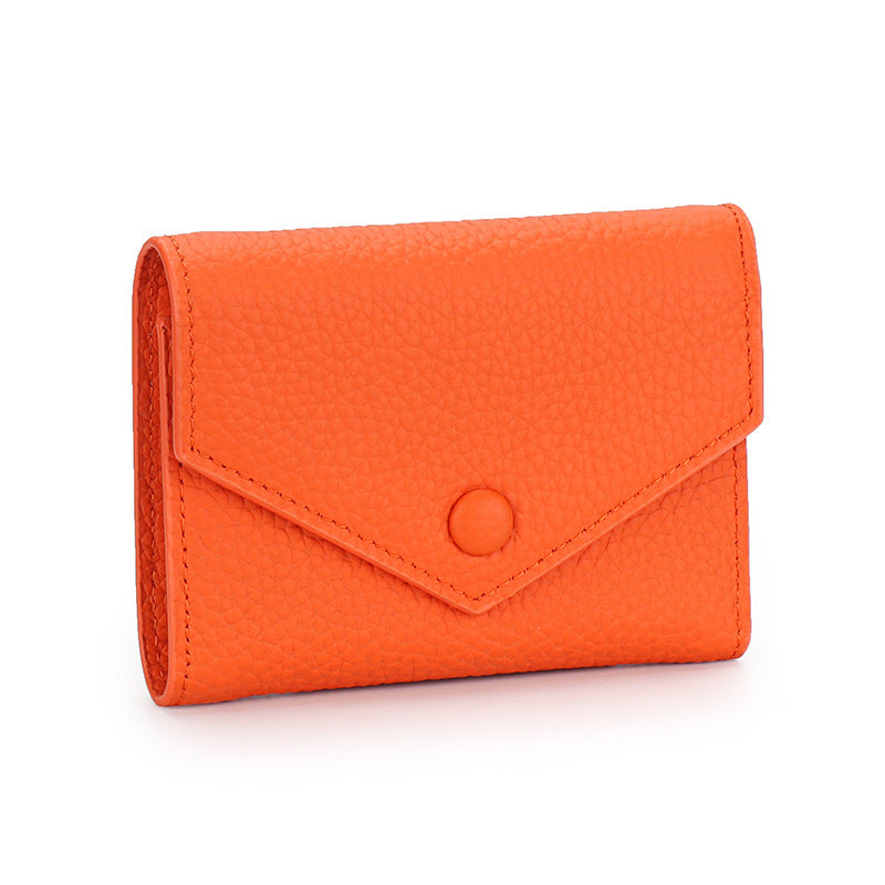Women's Leather Short Simple Folding First Layer Cowhide Fashion Ladies Wallet
