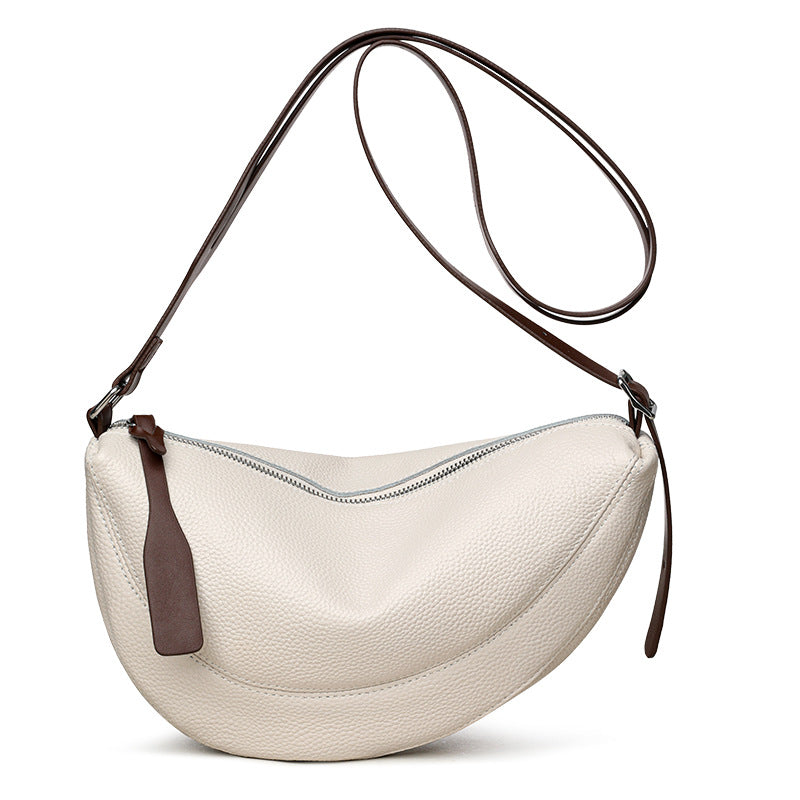 Women's First Layer Niche Solid Color Hobos Genuine Leather Bags