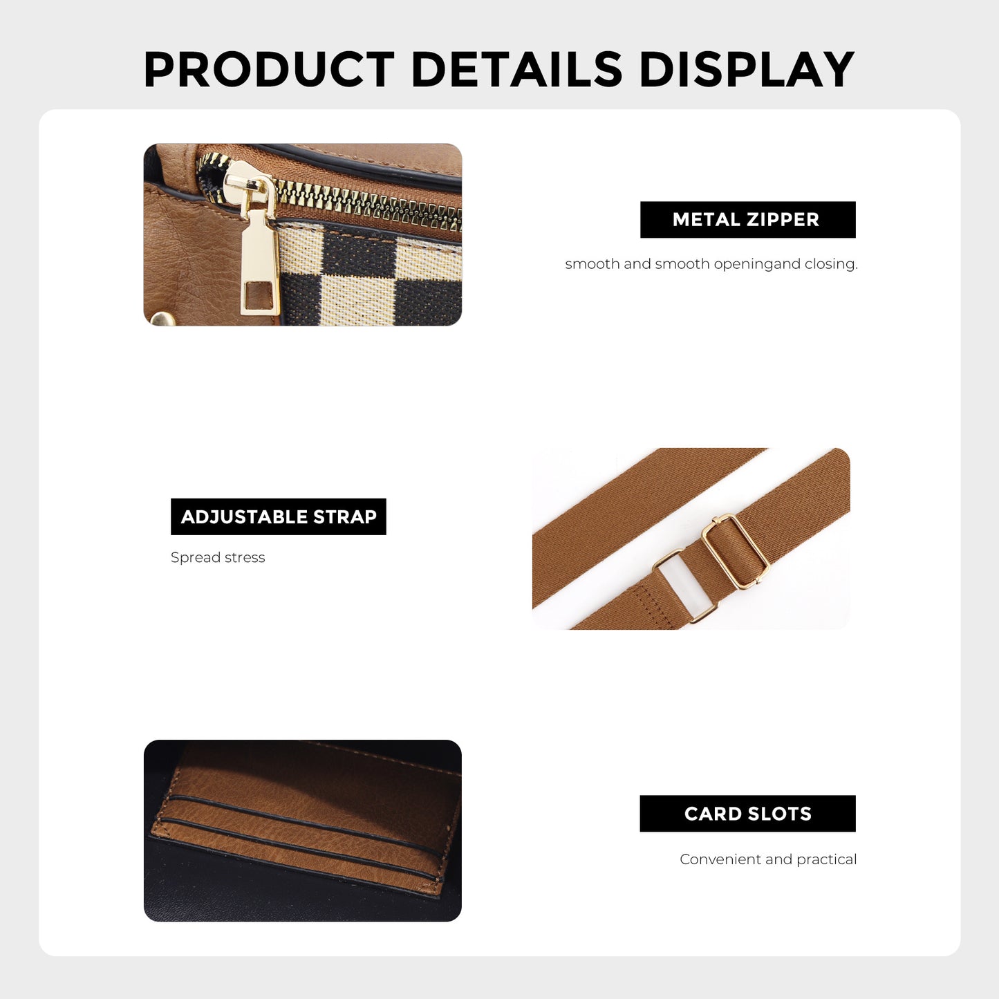 Women's Canvas Chessboard Classic Earphone Trendy Bags