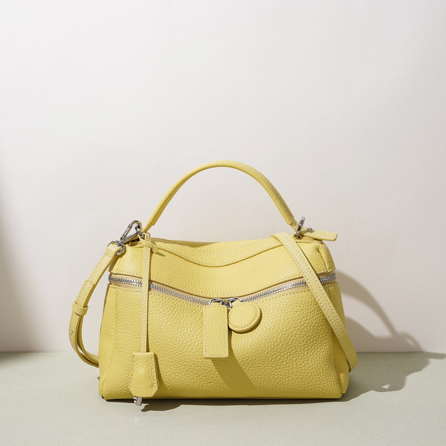 Women's Korean Style Versatile Soft Leather Genuine Solid Color Bags