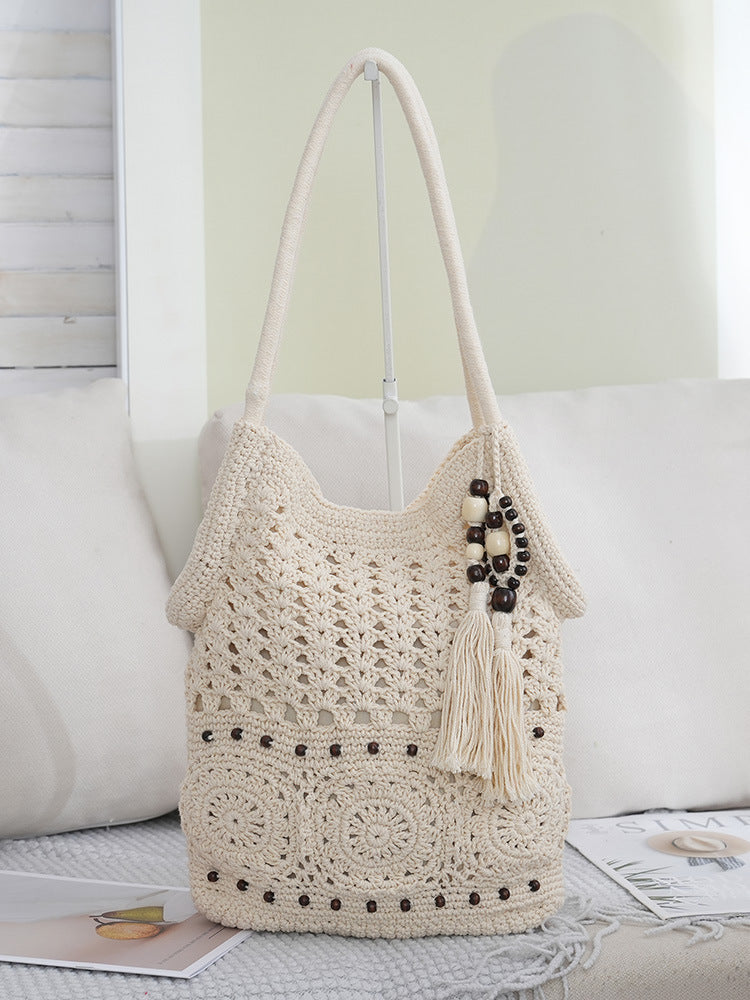 Style Cotton Thread Woven Seaside Vacation Leisure Beach Large Capacity Shoulder Bags