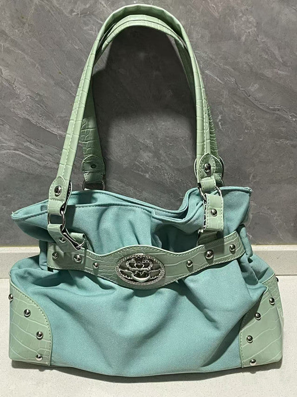 Millennium Hot Sky Blue With Diamond Stitching Shoulder Bags