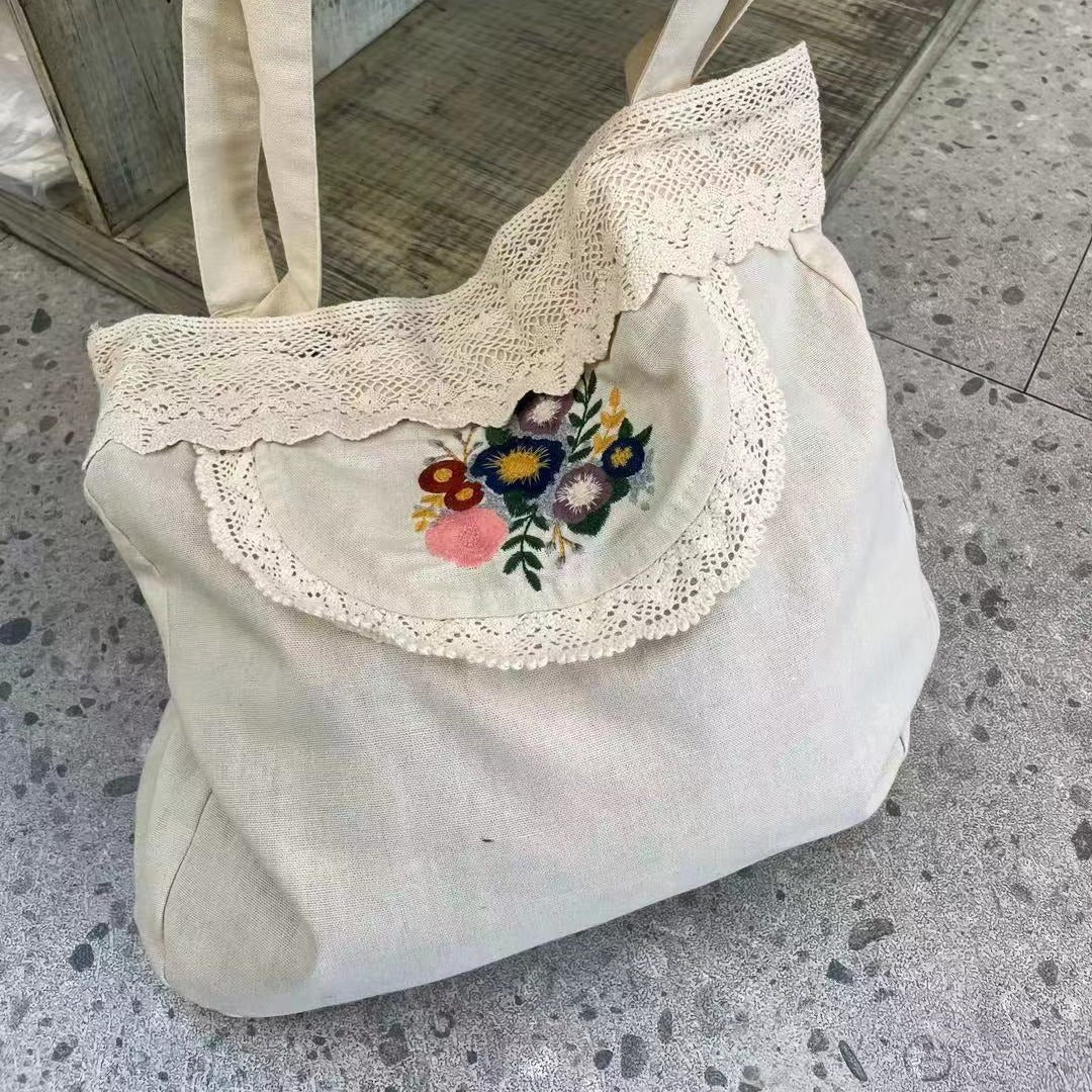 Women's Style Embroidery Stitching Lace Mori Artistic Women's Messenger Bag