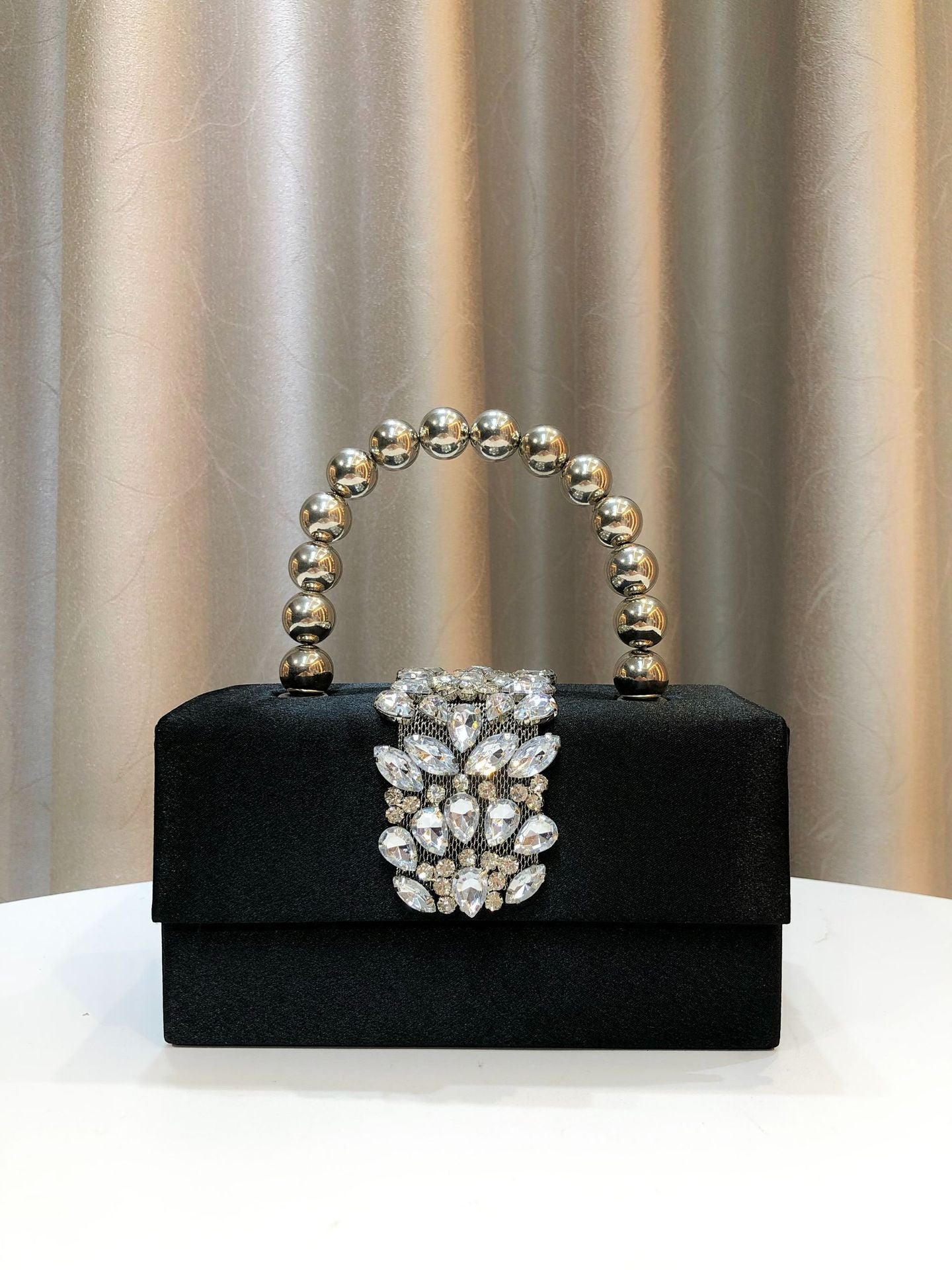 Shiny Rhinestone Banquet Silk Satin Pearl Dinner Bag