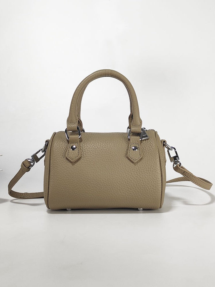 Women's Advanced Texture Outing Genuine Leather Boston Pillow First Layer Cowhide Bags